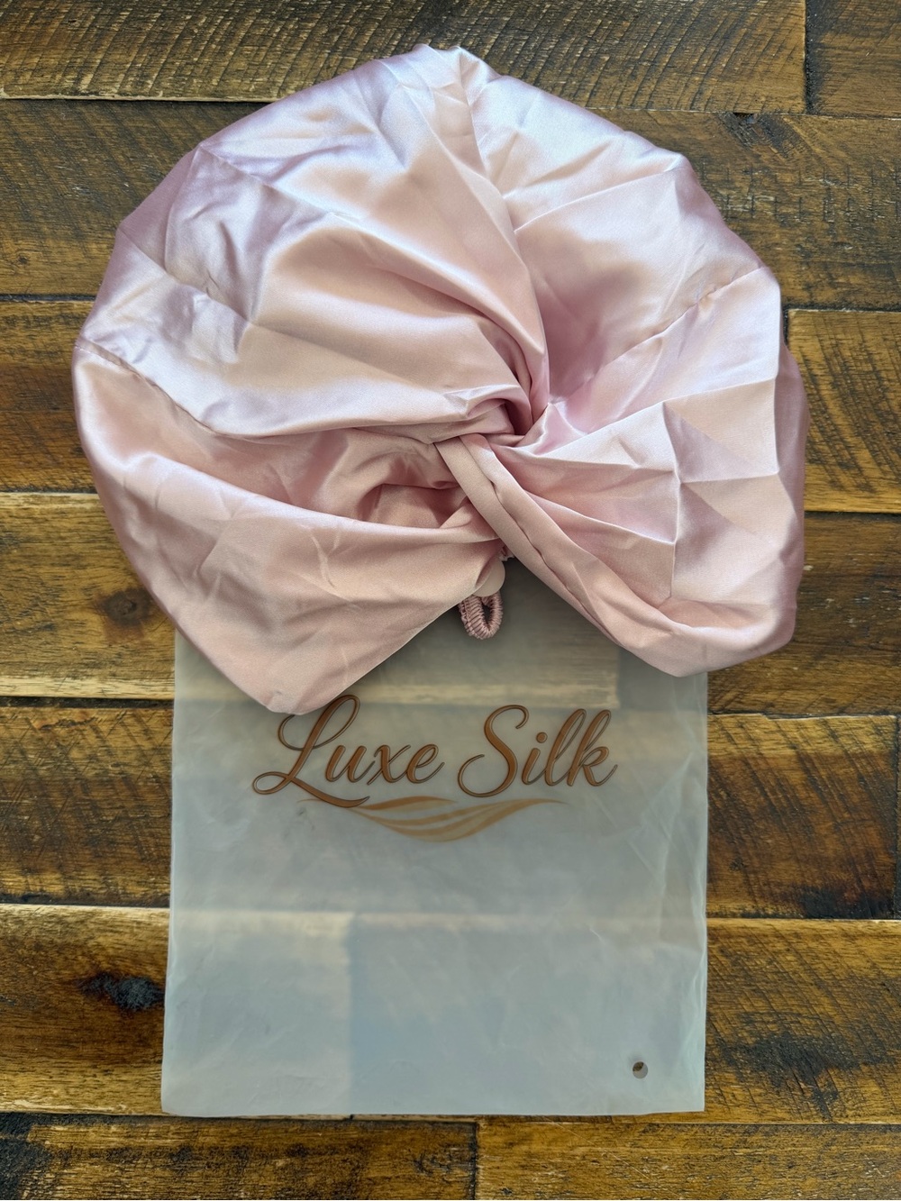 LUXE SILK COUTURE Mullberry Pink Silk Hair Bonnet Sleeping Cap Turban Twisted